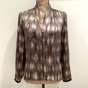 Tahari Zip Front Long sleeve Blouse